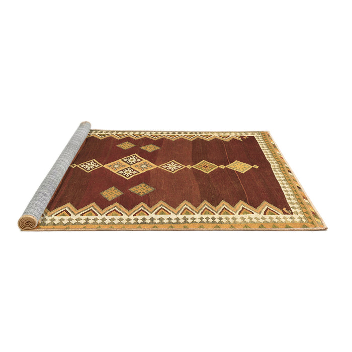 Sideview of Machine Washable Abstract Brown Contemporary Rug, wshcon3079brn