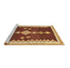 Sideview of Machine Washable Abstract Brown Contemporary Rug, wshcon3079brn