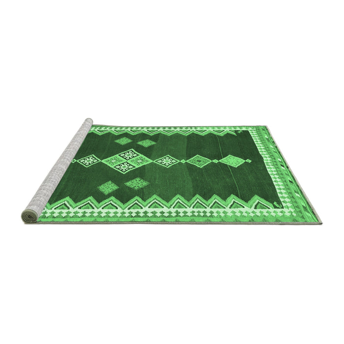 Sideview of Machine Washable Abstract Emerald Green Contemporary Area Rugs, wshcon3079emgrn