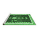 Sideview of Machine Washable Abstract Emerald Green Contemporary Area Rugs, wshcon3079emgrn