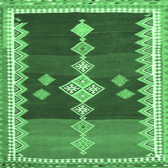 Square Machine Washable Abstract Emerald Green Contemporary Area Rugs, wshcon3079emgrn