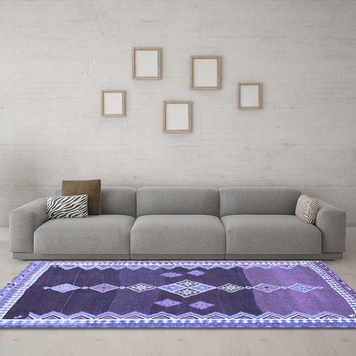 Machine Washable Abstract Blue Contemporary Rug in a Living Room, wshcon3079blu