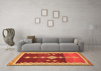 Machine Washable Abstract Orange Contemporary Rug, wshcon3079org