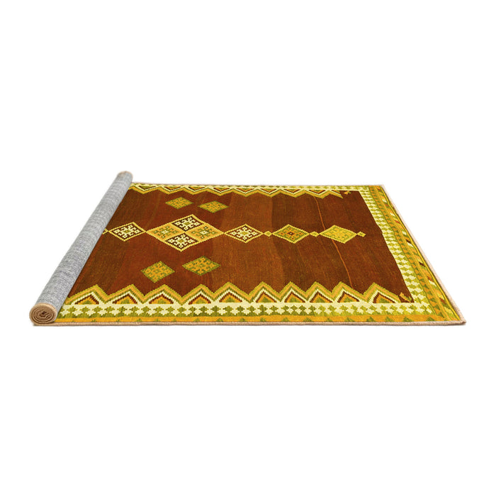 Sideview of Machine Washable Abstract Yellow Contemporary Rug, wshcon3079yw
