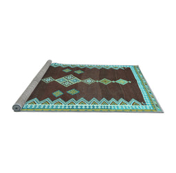 Sideview of Machine Washable Abstract Light Blue Contemporary Rug, wshcon3079lblu