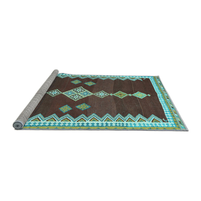 Sideview of Machine Washable Abstract Light Blue Contemporary Rug, wshcon3079lblu