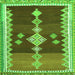 Serging Thickness of Abstract Green Contemporary Rug, con3079grn