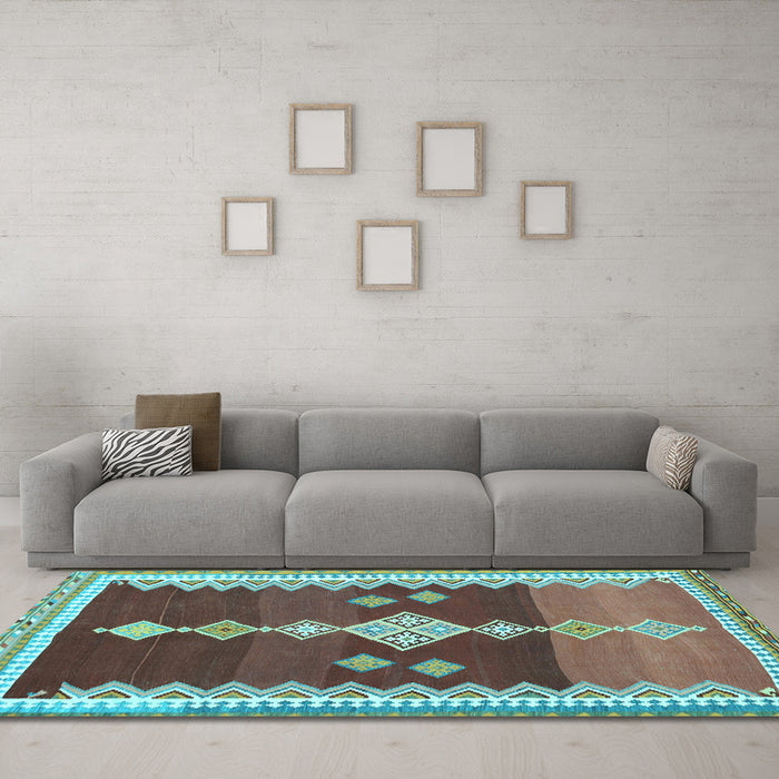 Machine Washable Abstract Light Blue Contemporary Rug in a Living Room, wshcon3079lblu