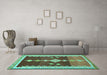 Machine Washable Abstract Turquoise Contemporary Area Rugs in a Living Room,, wshcon3079turq