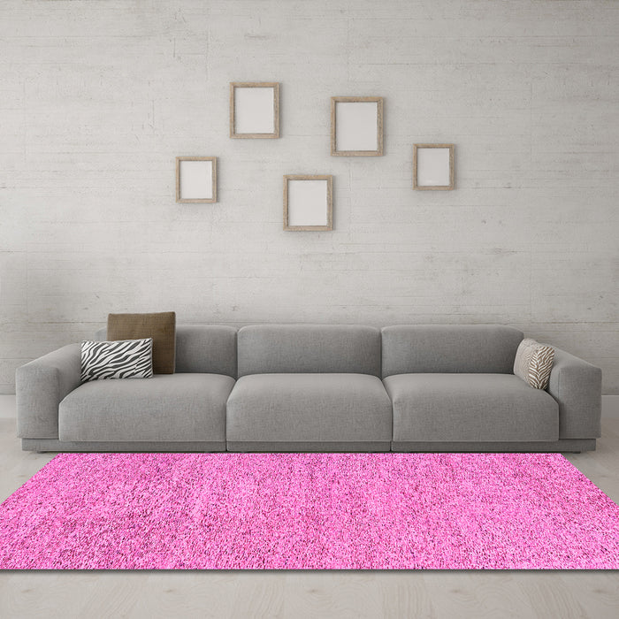 Machine Washable Abstract Pink Contemporary Rug in a Living Room, wshcon307pnk