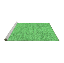 Sideview of Machine Washable Abstract Emerald Green Contemporary Area Rugs, wshcon307emgrn