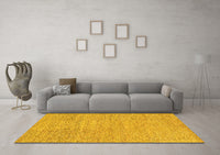 Machine Washable Abstract Yellow Contemporary Rug, wshcon307yw
