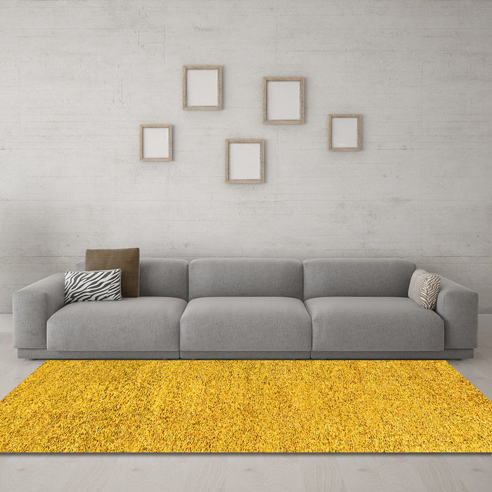Machine Washable Abstract Yellow Contemporary Rug in a Living Room, wshcon307yw