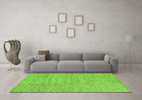 Machine Washable Abstract Green Contemporary Rug, wshcon307grn