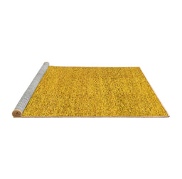 Sideview of Machine Washable Abstract Yellow Contemporary Rug, wshcon307yw