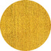 Round Abstract Yellow Contemporary Rug, con307yw