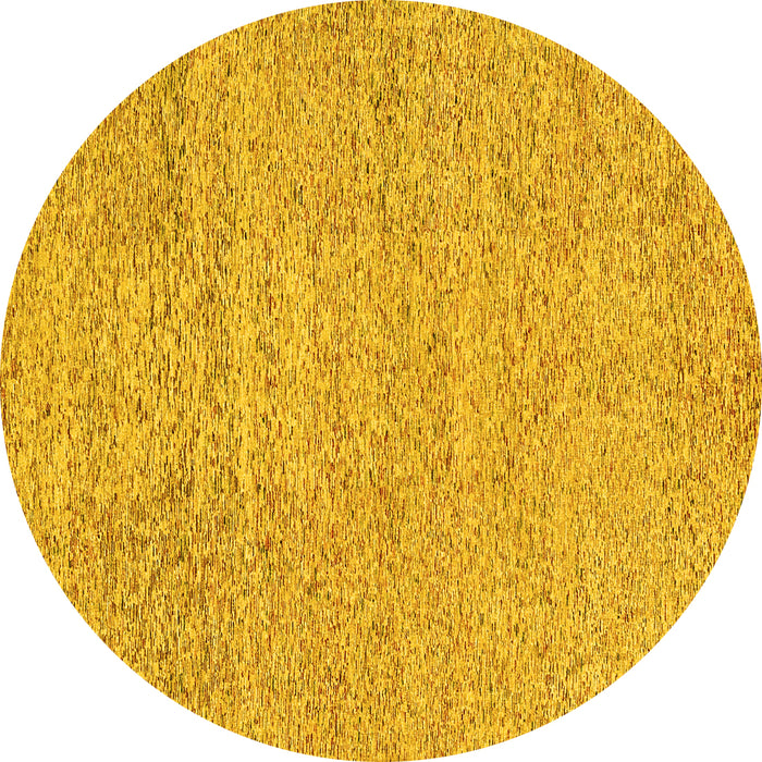 Round Machine Washable Abstract Yellow Contemporary Rug, wshcon307yw