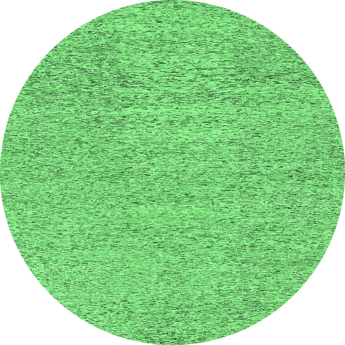 Round Machine Washable Abstract Emerald Green Contemporary Area Rugs, wshcon307emgrn