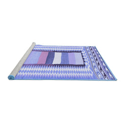 Sideview of Machine Washable Abstract Blue Contemporary Rug, wshcon3080blu