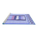 Sideview of Machine Washable Abstract Blue Contemporary Rug, wshcon3080blu