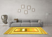 Machine Washable Abstract Yellow Contemporary Rug in a Living Room, wshcon3080yw