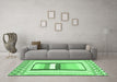 Machine Washable Abstract Emerald Green Contemporary Area Rugs in a Living Room,, wshcon3080emgrn