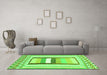 Machine Washable Abstract Green Contemporary Area Rugs in a Living Room,, wshcon3080grn