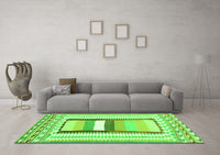 Machine Washable Abstract Green Contemporary Rug, wshcon3080grn