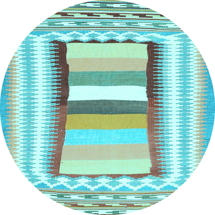 Round Abstract Light Blue Contemporary Rug, con3080lblu