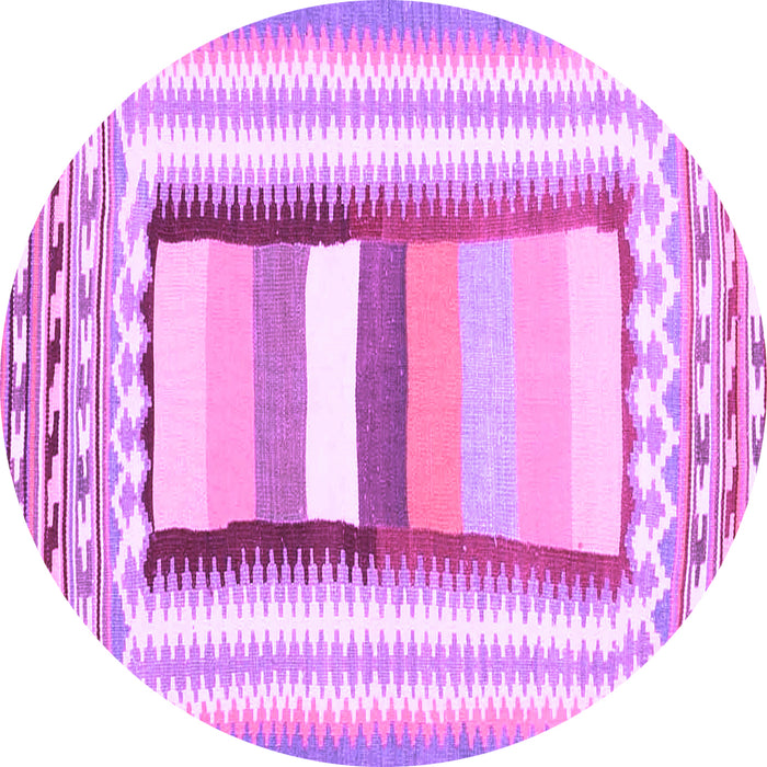 Round Abstract Purple Contemporary Rug, con3080pur