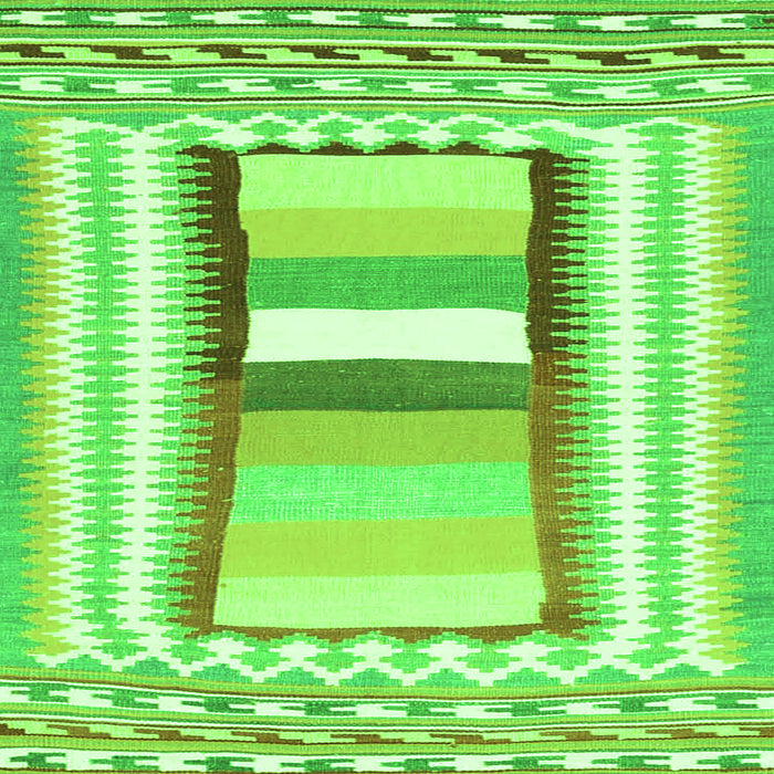 Round Machine Washable Abstract Green Contemporary Area Rugs, wshcon3080grn