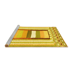 Sideview of Machine Washable Abstract Yellow Contemporary Rug, wshcon3080yw