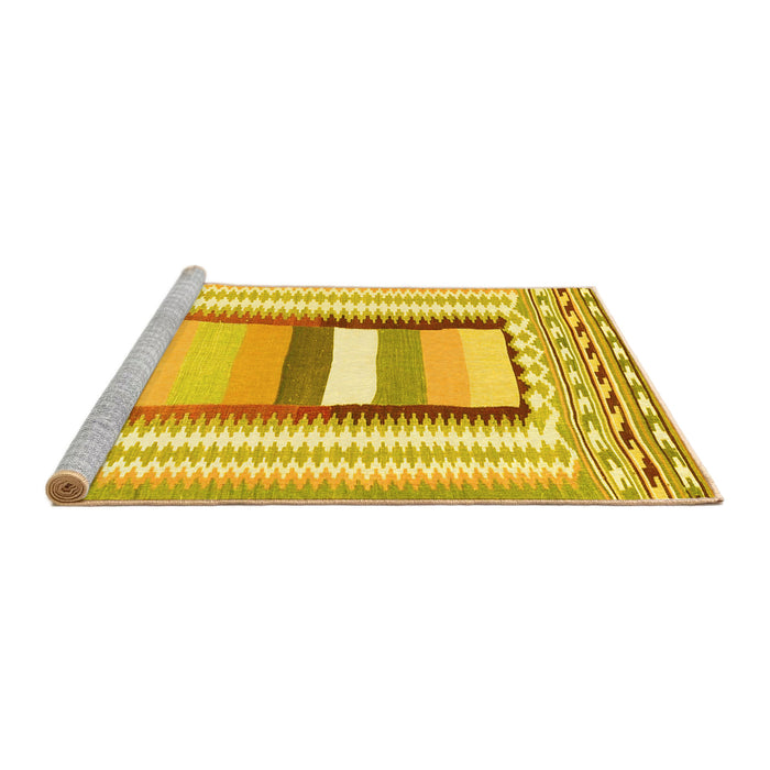 Sideview of Machine Washable Abstract Yellow Contemporary Rug, wshcon3080yw