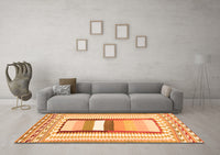 Machine Washable Abstract Orange Contemporary Rug, wshcon3080org