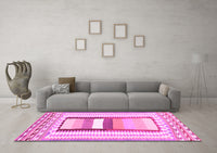 Machine Washable Abstract Pink Contemporary Rug, wshcon3080pnk