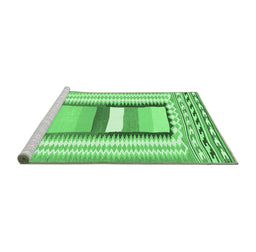 Sideview of Machine Washable Abstract Emerald Green Contemporary Area Rugs, wshcon3080emgrn