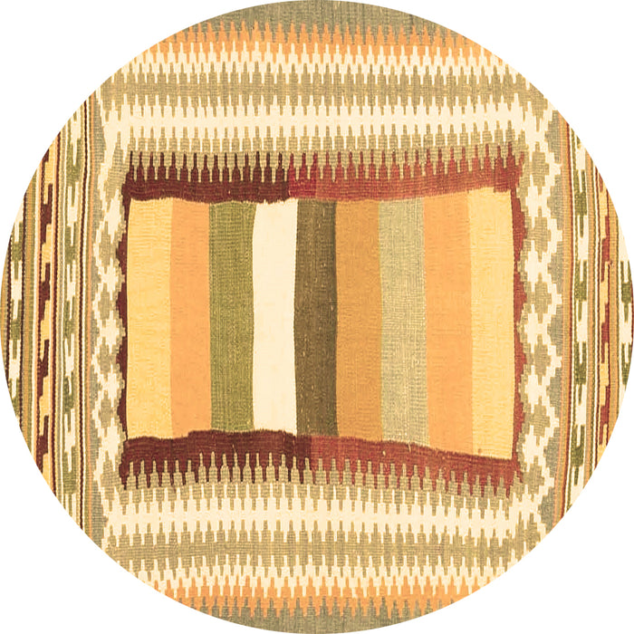 Round Abstract Brown Contemporary Rug, con3080brn
