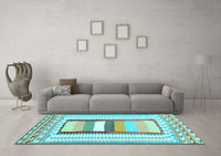 Machine Washable Abstract Light Blue Contemporary Rug, wshcon3080lblu