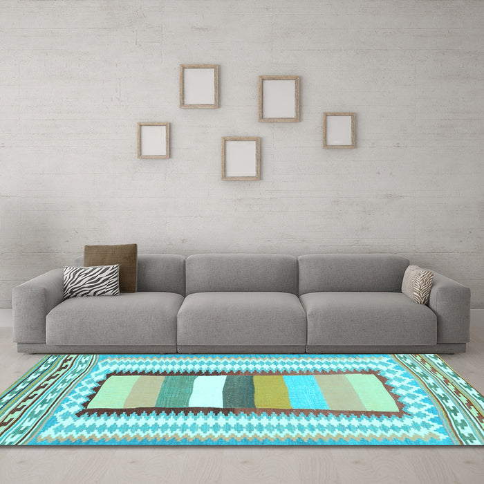 Machine Washable Abstract Light Blue Contemporary Rug in a Living Room, wshcon3080lblu