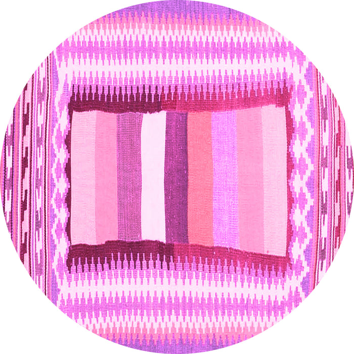 Round Abstract Pink Contemporary Rug, con3080pnk