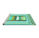 Sideview of Machine Washable Abstract Turquoise Contemporary Area Rugs, wshcon3080turq