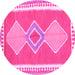 Round Oriental Pink Traditional Rug, con3081pnk