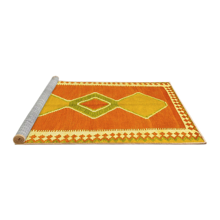 Sideview of Machine Washable Oriental Yellow Traditional Rug, wshcon3081yw