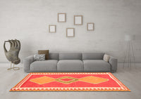 Machine Washable Oriental Orange Traditional Rug, wshcon3081org