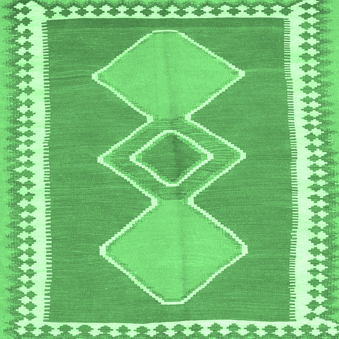 Square Machine Washable Oriental Emerald Green Traditional Area Rugs, wshcon3081emgrn