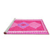 Sideview of Machine Washable Oriental Pink Traditional Rug, wshcon3081pnk