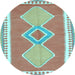 Round Oriental Light Blue Traditional Rug, con3081lblu