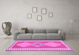 Machine Washable Oriental Purple Traditional Area Rugs in a Living Room, wshcon3081pur