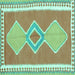 Square Machine Washable Oriental Turquoise Traditional Area Rugs, wshcon3081turq