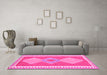 Machine Washable Oriental Pink Traditional Rug in a Living Room, wshcon3081pnk